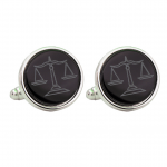 Silver Tone Etched Legal Scales Cufflinks