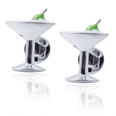 Martini with Green Olive Cufflinks