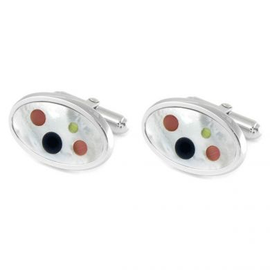Pearl and Colored Dots Cufflinks