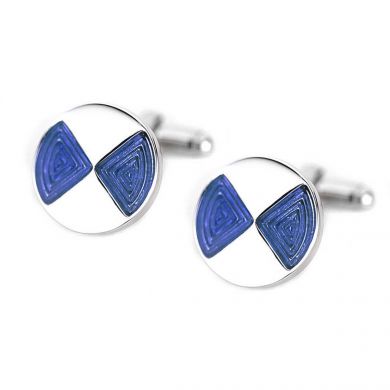 Silver and Blue Designer Patterned Cufflinks