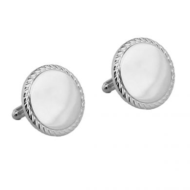 Sterling Silver Engraveable Rope Border Cufflinks