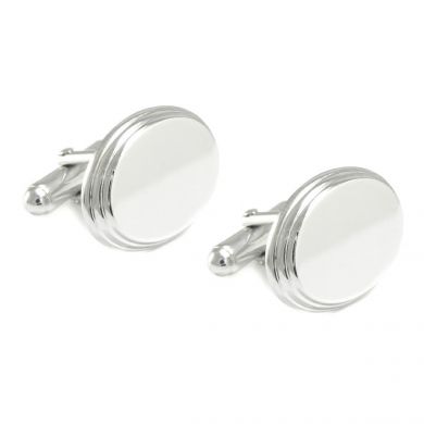 Oval Stepped Engraveable Cufflinks