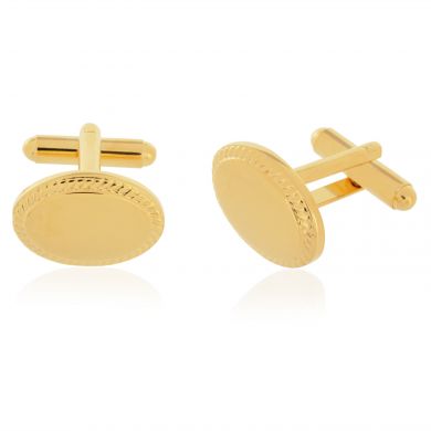Gold Oval Engravable Cufflinks