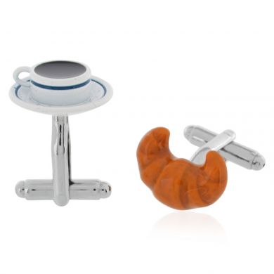 Croissant and Coffee Cup Cufflinks