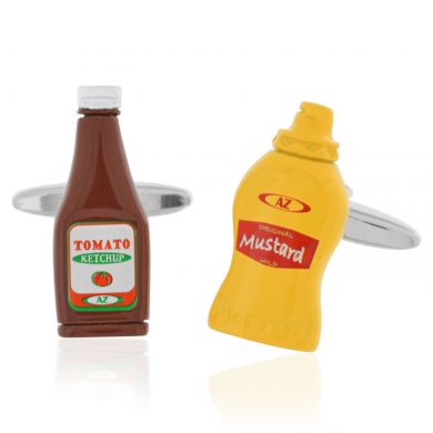 Ketchup and Mustard Bottle Cufflinks