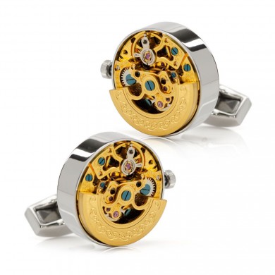 Gold and Silver Watch Movement Cufflinks