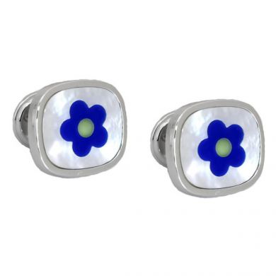 Lapis Flower Mother of Pearl Cufflinks