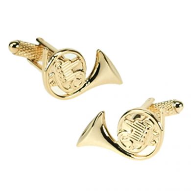 Gold French Horn Cufflinks