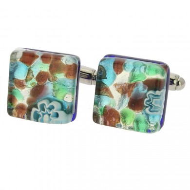 Colorful Pebble Murano Glass Cufflinks
