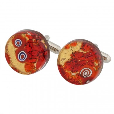 Candy Red and Gold Murano Glass Cufflinks