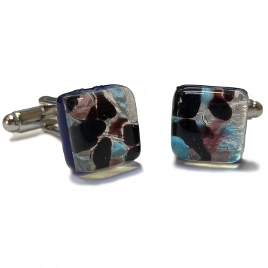Dark Purple and Blue Murano Glass Cufflinks