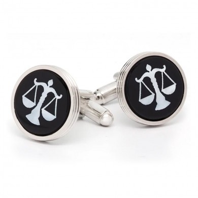 Silver and Onyx Legal Scales Cufflinks