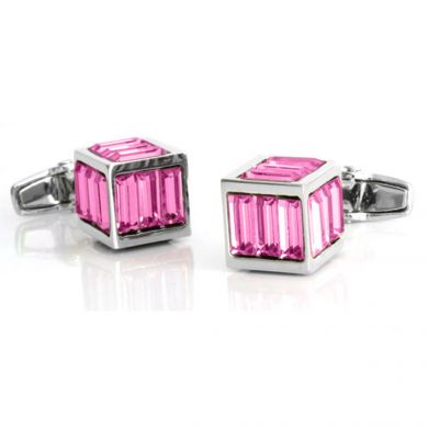 Pink Crystal Cube Cufflinks