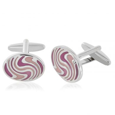 Pink and Silver Swirl Cuff links
