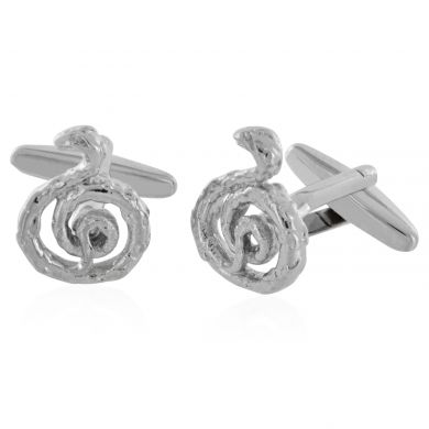 Silver Coiled Snake Cufflinks