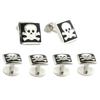Sterling Skull & Crossbones Stud Set