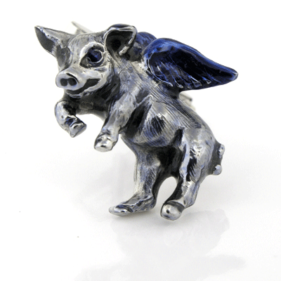 Sculptural Flying Pig Cufflinks