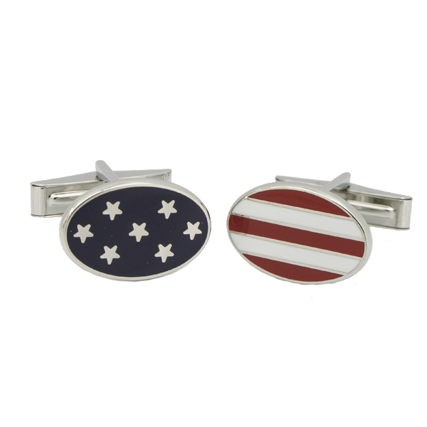 Oval Stars and Stripes Cuff Links