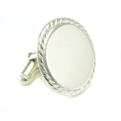 Sterling Silver Engraveable Rope Border Cufflinks Sterling Silver Engraveable Rope Border Cufflinks