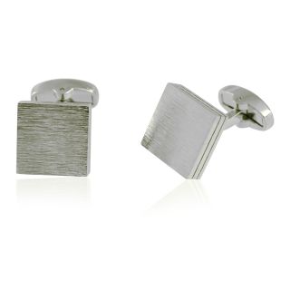 Silver Brushed Stacked Square Cufflinks