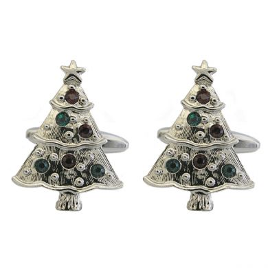 Crystal Stone Christmas Tree Cufflinks