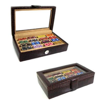 16 Pair Leather Cufflinks Collectors Case