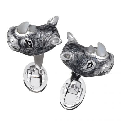 Rhinoceros with Mother of Pearl Tusks Cufflinks