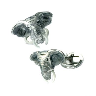 Sterling Grey Elephant Head Cufflinks