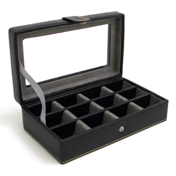 12 Pair Cufflink Case (Black) Cufflinks Depot
