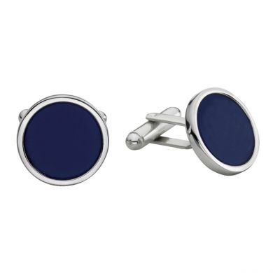 Blue Round Engravable Cufflinks Blue Round Engravable Cufflinks
