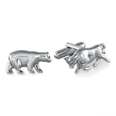 Sterling Silver Bear and Bull Cufflinks