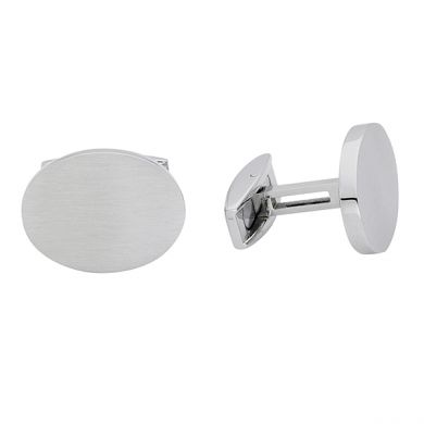 Stainless Steel Brushed Oval Cufflinks