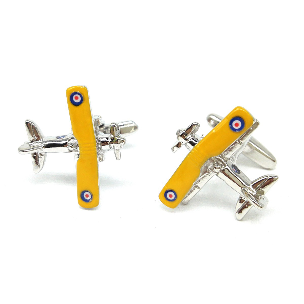 Yellow BiPlane Cufflinks Cufflinks Depot