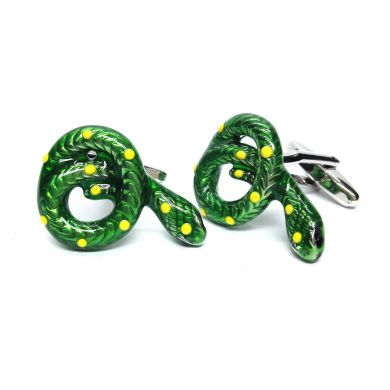 Green Coiled Snake Cufflinks