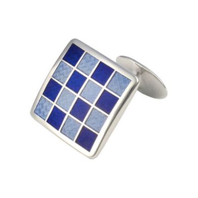 Light Blue and Navy Sterling Silver Cufflinks