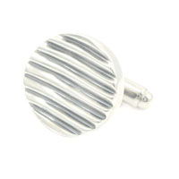 Round Ribbed Sterling Silver Cufflinks