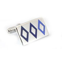 Blue Three Diamond Cufflinks