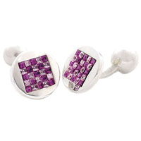Rose Crystal Checkerboard Cufflinks