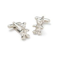 Silver Finish Teddy Bear Cufflinks