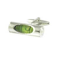 Green Level in Silver Cufflinks
