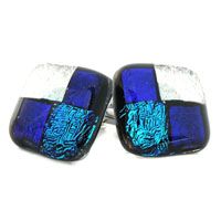 Blue and Silver Glass Cufflinks