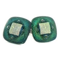 Green Deco Glass Cufflinks
