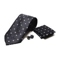 Black Square Tie and Cufflinks Set