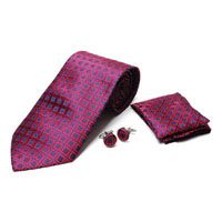 Red Square Tie and Cufflinks Set
