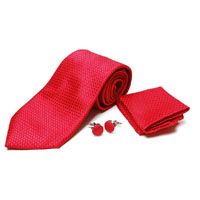 Red Tie and Cufflinks Set