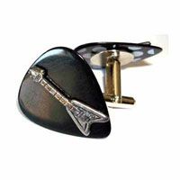 Front Man on Black Guitar Pick Cuff Links
