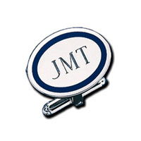 Sterling Oval Blue Engraved Cufflinks