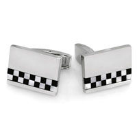Checkered Stainless Engraved Cufflinks