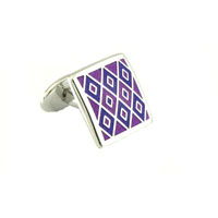 Purple Diamond Checkered Cufflinks