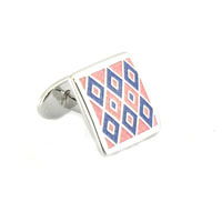 Pink and Blue Diamond Checkered Cufflinks